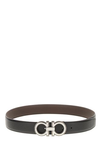 Black Leather Reversible Belt - Ferragamo - Modalova