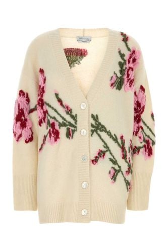 Embroidered Stretch Alpaca Blend Oversize Cardigan - Blumarine - Modalova