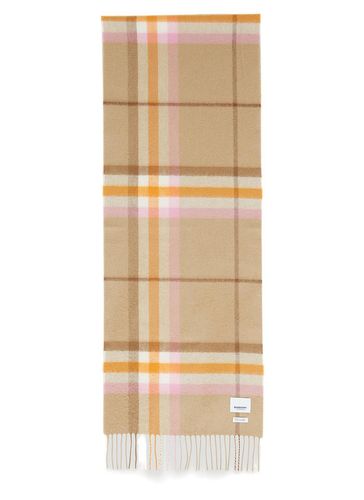 Logo Patch Checked Fringed Scarf - Burberry - Modalova