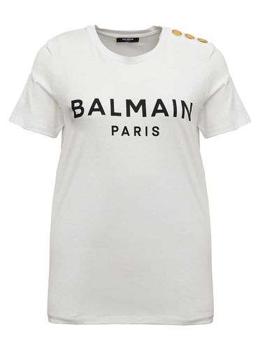 Organic Cotton T-shirt With Logo Woman - Balmain - Modalova