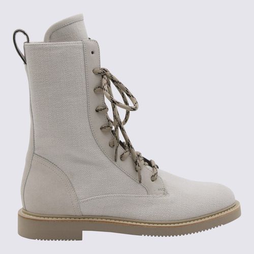 Light Canvas And Suede Boots - Brunello Cucinelli - Modalova