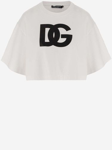 Cotton Crop T-shirt With Logo - Dolce & Gabbana - Modalova