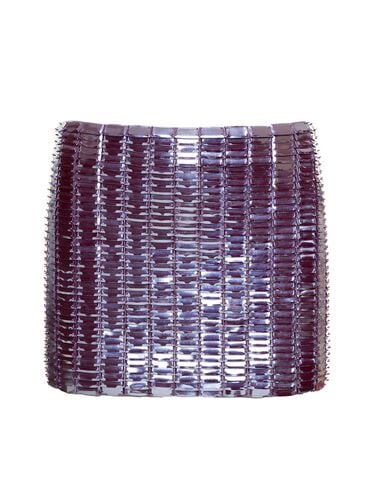 Rue Purple Low Waisted Miniskirt With Rectangular Mirror Sequins In Techno Jersey Woman - The Attico - Modalova