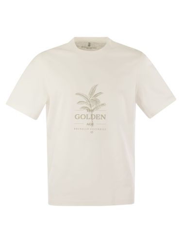 Cotton Jersey T-shirt With Print - Brunello Cucinelli - Modalova
