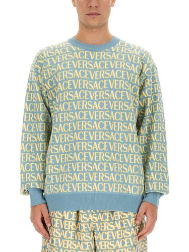 Versace Allover Logo Jersey - Versace - Modalova