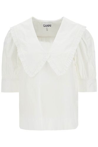 Blouse With Exaggerated Collar And Ruffle - Ganni - Modalova