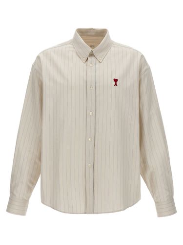 Logo Embroidery Striped Shirt - Ami Alexandre Mattiussi - Modalova