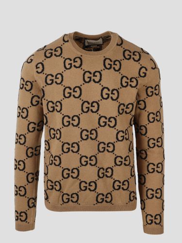 Gucci Sweater In Wool Gg Camel - Gucci - Modalova