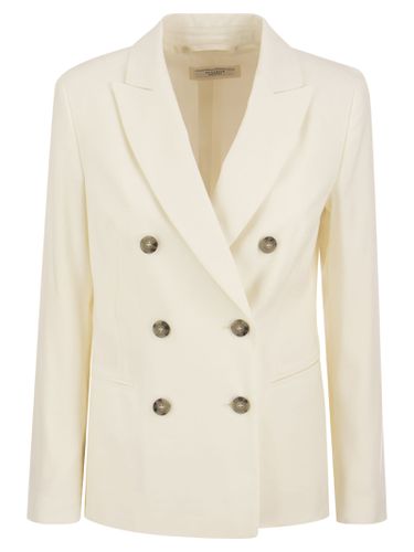 Wool And Linen Canvas Double-breasted Blazer - Peserico - Modalova