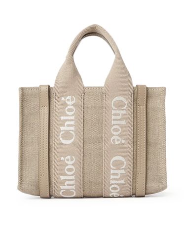 Tote Bag Mini Woody In Linen And Leather - Chloé - Modalova