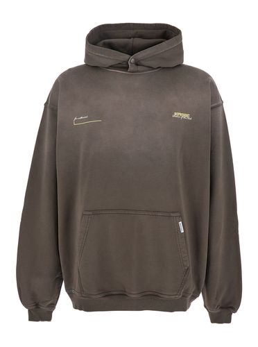 Patron Of The Club Olive Hoodie With Front And Back Logo Print In Cotton Man - REPRESENT - Modalova