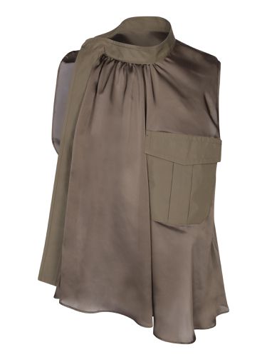 Sleeveless Mixed Fabric Top In Khaki - Sacai - Modalova