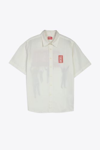 S-elias-a White linen blend shirt with short sleeves and digital print - S Elias A - Diesel - Modalova