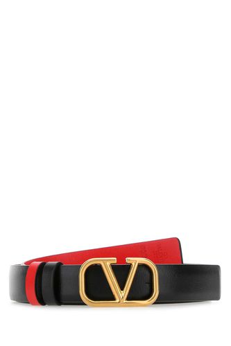 Black Leather Vlogo Signature Belt - Valentino Garavani - Modalova