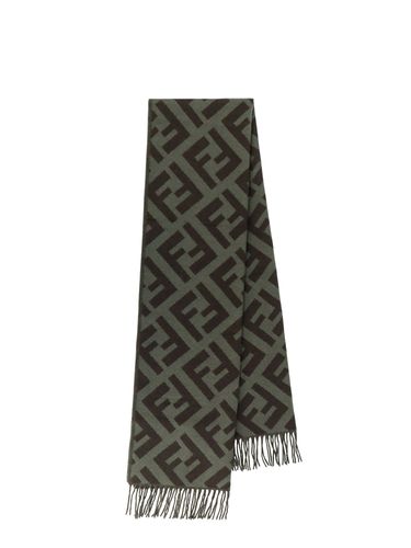 Fendi Logo Wool Scarf With Fringes - Fendi - Modalova