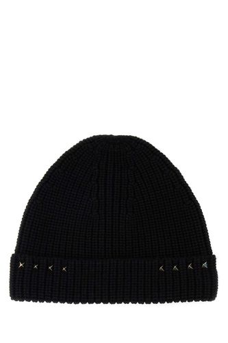 Black Wool Beanie Hat - Valentino Garavani - Modalova