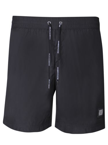 Swim Shorts With Metal Logo Plate - Dolce & Gabbana - Modalova