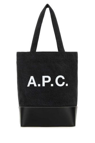 A. P.C. Black Denim And Leather Axel Shopping Bag - A.P.C. - Modalova