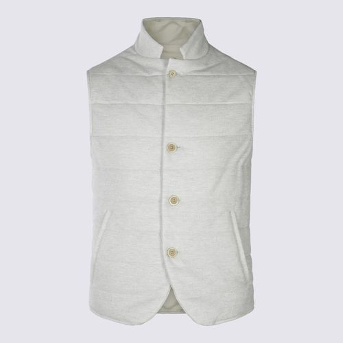 Grey Cotton And Linen Down Jacket - Eleventy - Modalova