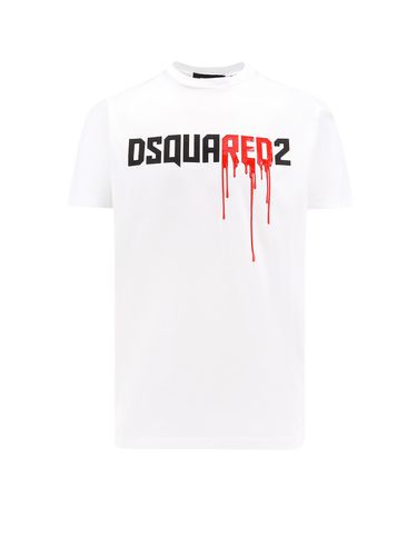 Crewneck T-shirt With Dripping Logo Print In Cotton Man - Dsquared2 - Modalova