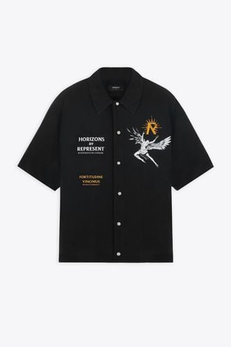 Icarus Ss Shirt Black lyocell shirt with Icarus graphic print and logo - Icarus Short Sleeve Shirt - REPRESENT - Modalova