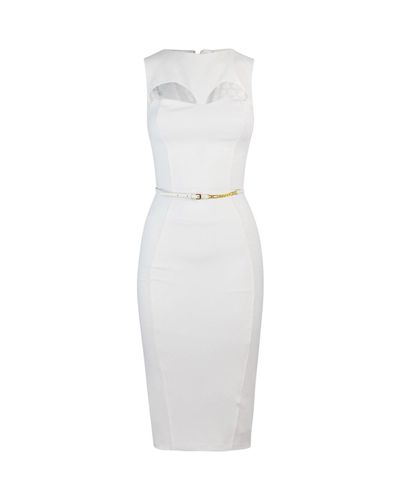 Cut-out Detailed Belted Midi Dress - Elisabetta Franchi - Modalova