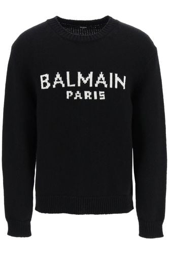 Black Pullover With Inlaid Logo - Balmain - Modalova