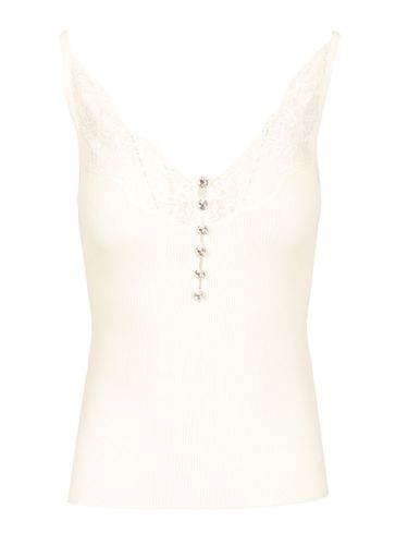 Self-portrait Lace Rib Knit Top - self-portrait - Modalova