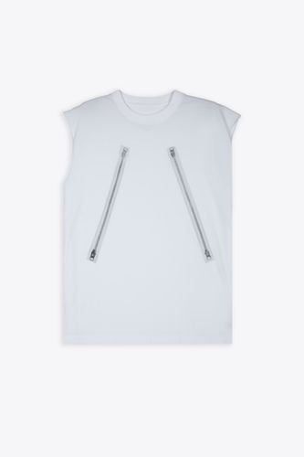 Canottiera White Sleveless T-shirt With Zip Print - MM6 Maison Margiela - Modalova