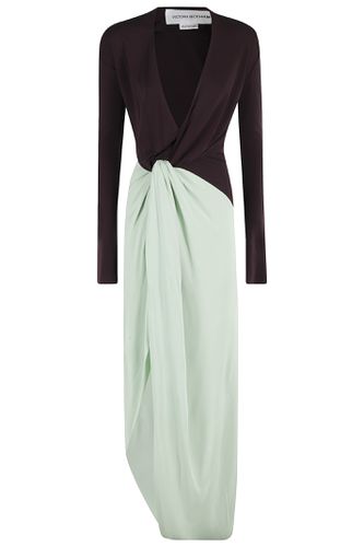 Long Sleeve Knot Detail Jersey Gown - Victoria Beckham - Modalova