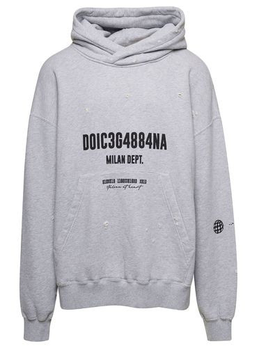 Oversized Hoodie With Logo Print In Cotton Man - Dolce & Gabbana - Modalova