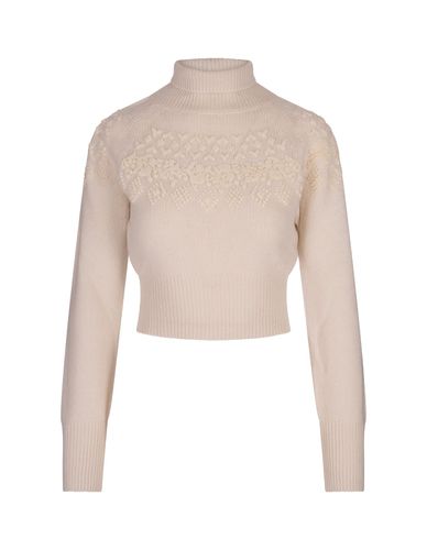 Short Sweater With Ethnic Embroidery In Tone - Ermanno Scervino - Modalova