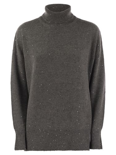 Cashmere And Silk Turtleneck Sweater With Micro Sequins - Brunello Cucinelli - Modalova