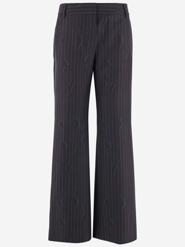 Wool Blend Pinstripe Pants - Off-White - Modalova