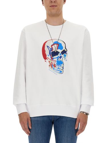 Skull Print Cotton Sweatshirt - Alexander McQueen - Modalova