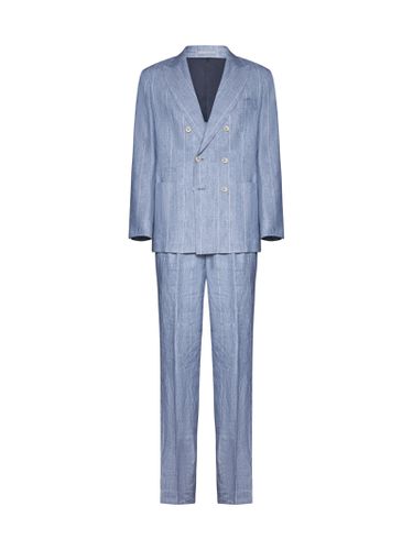 Double-breasted Striped Tailored Suit - Brunello Cucinelli - Modalova