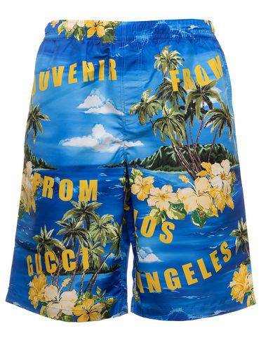 Light- Swim Shorts With All-over Graphic Print In Nylon Man - Gucci - Modalova