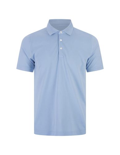 Sky Light Cotton Piquet Polo Shirt - Fedeli - Modalova