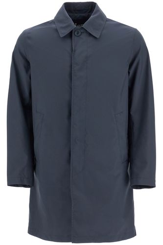 Long Blue Waterproof Coat In High-quality Polyester With Buttons - Herno - Modalova