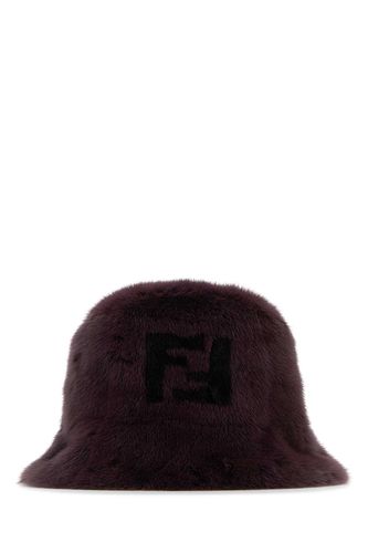 Fendi Burgundy Mink Bucket Hat - Fendi - Modalova