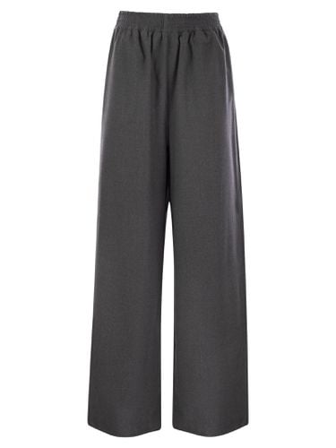 Flannel Wide Leg Trousers With Elastic Waistband - Fabiana Filippi - Modalova