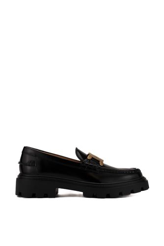 Leather Loafers With Gold Buck - Tod's - Modalova