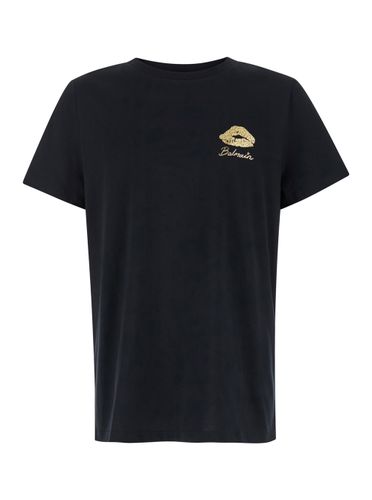 Gold Kiss Print Logo T. shirt Classic Fit - Balmain - Modalova