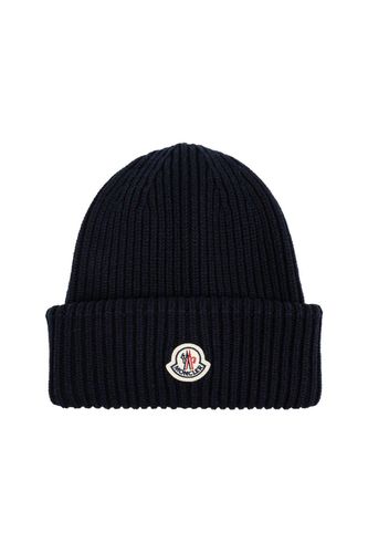 Moncler Logo Patch Knit Beanie - Moncler - Modalova