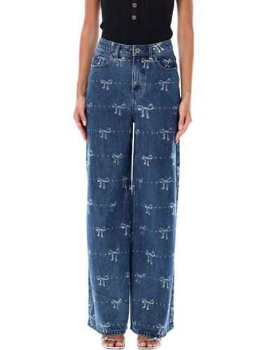 Self-portrait Printed Bow Jeans - self-portrait - Modalova