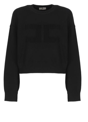 Logo Patch Drop Shoulder Sweatshirt - Elisabetta Franchi - Modalova