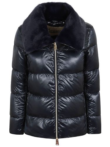 Nylon Ultralight And Faux Fur Bomber Jacket - Herno - Modalova