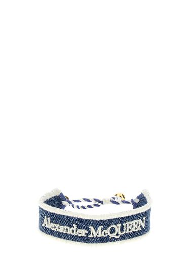 Denim Bracelet With Embroidered Logo - Alexander McQueen - Modalova