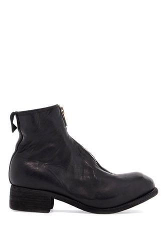 Unisex Leather Boots In Black Horse And Calfskin With Metal Zip - Guidi - Modalova