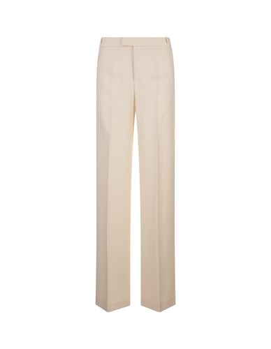 White Viscose Crepe Wide Leg Trousers - Blumarine - Modalova